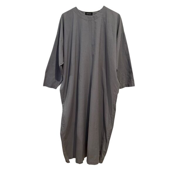 Eskandar Gray Cotton Loose Maxi Long Sleeve Dress Size 3 US XL - Picture 1 of 7